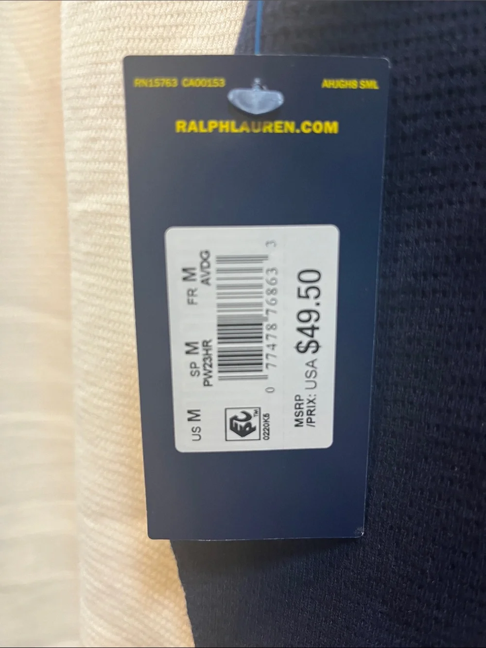 Polo by Ralph Lauren White and Navy Long Sleeve Colorblock Crewneck Sleepwear